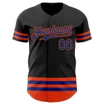 Custom Black Royal-Orange Line Authentic Baseball Jersey - Image 2
