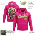 Custom Stitched Hot Pink Neon Green-White 3D Halloween Sports Pullover Sweatshirt Hoodie - Image 2