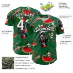 Custom Kelly Green White-Black 3D Mexican Festival Skull Cinco de Mayo Authentic Baseball Jersey - Image 3