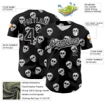 Custom Black White 3D Skull Authentic Baseball Jersey - Image 3