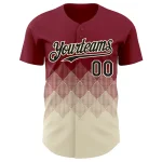 Custom Crimson Black-Cream 3D Gradient Square Shape Authentic Baseball Jersey - Image 2