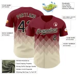 Custom Crimson Black-Cream 3D Gradient Square Shape Authentic Baseball Jersey - Image 3