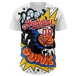 Custom White Red 3D Alexandra Ramirez Basketball Cat Street Art Authentic Baseball Jersey - Image 2