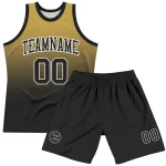 Custom Old Gold Black-White Fade Fashion Round Neck Sublimation Basketball Suit Jersey - Image 2