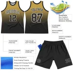 Custom Old Gold Black-White Fade Fashion Round Neck Sublimation Basketball Suit Jersey - Image 3