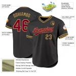 Custom Black Maroon-Old Gold Authentic Throwback Baseball Jersey - Image 3