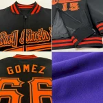 Custom Purple Aqua Black-Pink Bomber Varsity Letterman Two Tone Zipper Jacket - Image 2