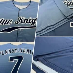 Custom Light Blue Navy-White Authentic Fade Fashion Baseball Jersey - Image 2