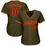 Custom Olive Red-Gold Authentic Salute To Service Baseball Jersey - Image 2