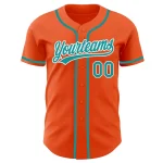 Custom Orange Teal-White Authentic Baseball Jersey - Image 2