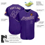 Custom Purple Purple-Cream Authentic Baseball Jersey - Image 3