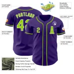 Custom Purple Neon Green-White Authentic Baseball Jersey - Image 2