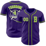Custom Purple Neon Green-White Authentic Baseball Jersey - Image 5