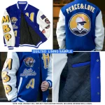 Custom Navy White-Pink Bomber Full-Snap Varsity Letterman Two Tone Jacket - Image 3