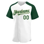 Custom White Green-City Cream Authentic Raglan Sleeves Baseball Jersey - Image 2