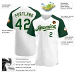 Custom White Green-City Cream Authentic Raglan Sleeves Baseball Jersey - Image 3