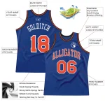 Custom Royal Orange-White Authentic Throwback Basketball Jersey - Image 2