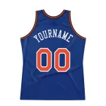 Custom Royal Orange-White Authentic Throwback Basketball Jersey - Image 6