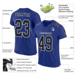Custom Royal Black-White Mesh Authentic Football Jersey - Image 2