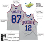 Custom Gray Royal-Red Authentic Throwback Basketball Jersey - Image 2