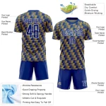 Custom Royal Old Gold-White Line Sublimation Soccer Uniform Jersey - Image 4