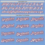 Custom Light Blue Crimson Pinstripe White Two-Button Unisex Softball Jersey - Image 4