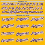 Custom Gold Purple Pinstripe White Two-Button Unisex Softball Jersey - Image 4