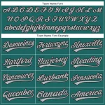 Custom Teal Gray Pinstripe Black Authentic Baseball Jersey - Image 4