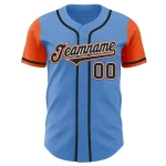 Custom Powder Blue Black-Orange Authentic Two Tone Baseball Jersey - Image 2