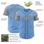 Custom Light Blue Gray-Steel Gray Authentic Two Tone Baseball Jersey - Image 3