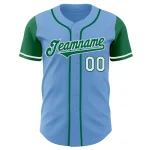 Custom Light Blue Kelly Green-White Authentic Two Tone Baseball Jersey - Image 2