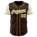 Custom Brown Cream-Old Gold Authentic Two Tone Baseball Jersey - Image 2