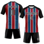 Custom Black Red-Royal Lines Sublimation Volleyball Uniform Jersey - Image 2