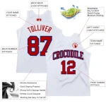 Custom White Red-Royal Authentic Throwback Basketball Jersey - Image 2