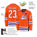 Custom Orange White-Purple Hockey Jersey - Image 2
