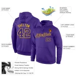 Custom Stitched Purple Purple-Gold Sports Pullover Sweatshirt Hoodie - Image 4